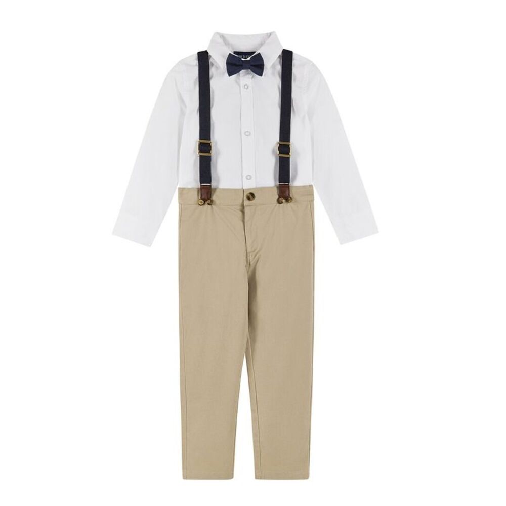 Andy & Evan Boys  Suspender Set, White